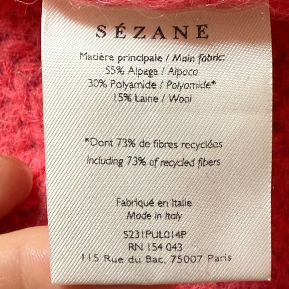 SEZANE Jose Alpaca Wool Blend Chunky Knit Sweater Coral XS - Picture 7 of 7